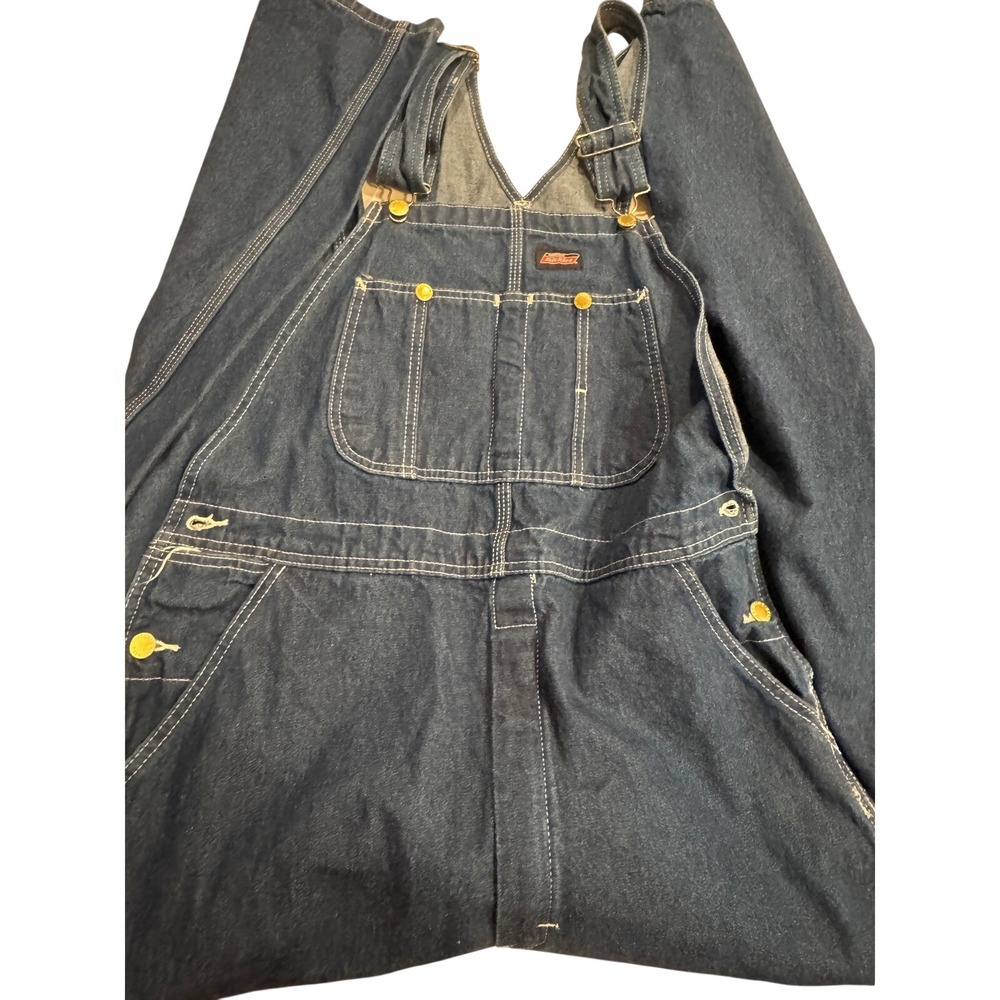 Dickies Mens Indigo Blue Denim Bib Overalls Workwear 34x32
